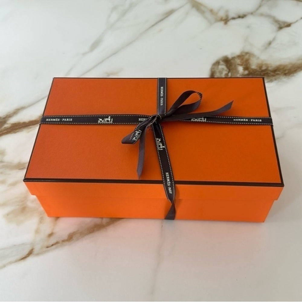 Hermes Orange Box with Black Ribbon